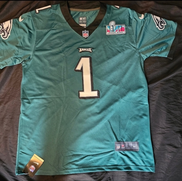 Jalen Hurts #1 Men's Philadelphia Eagles Super Bowl LVII 57 Patch Jersey Large. - Picture 5 of 6